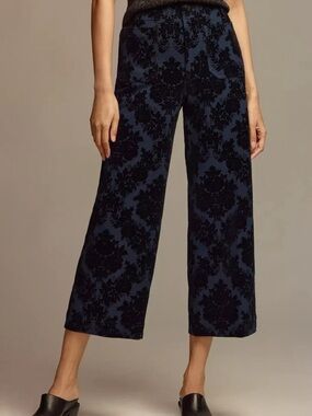 Maeve Colette Cropped Wide-Leg Pants in a Floral Ponte edition size 27